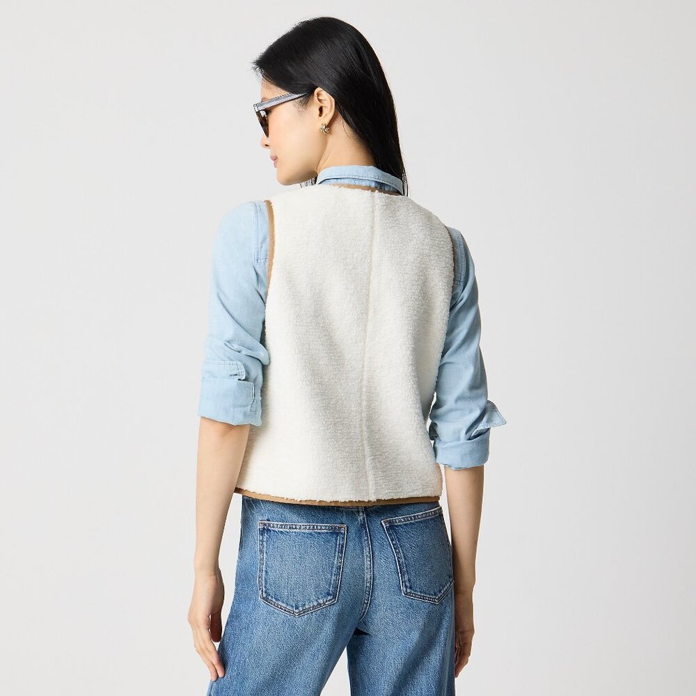 NWT J.Crew Factory Sherpa Welt-pocket Vest - Picture 4 of 4